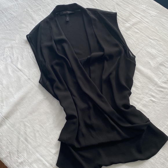 BCBG sleeveless blouse. Layered drape fabric with attached tank top. Size Medium - Picture 2 of 11